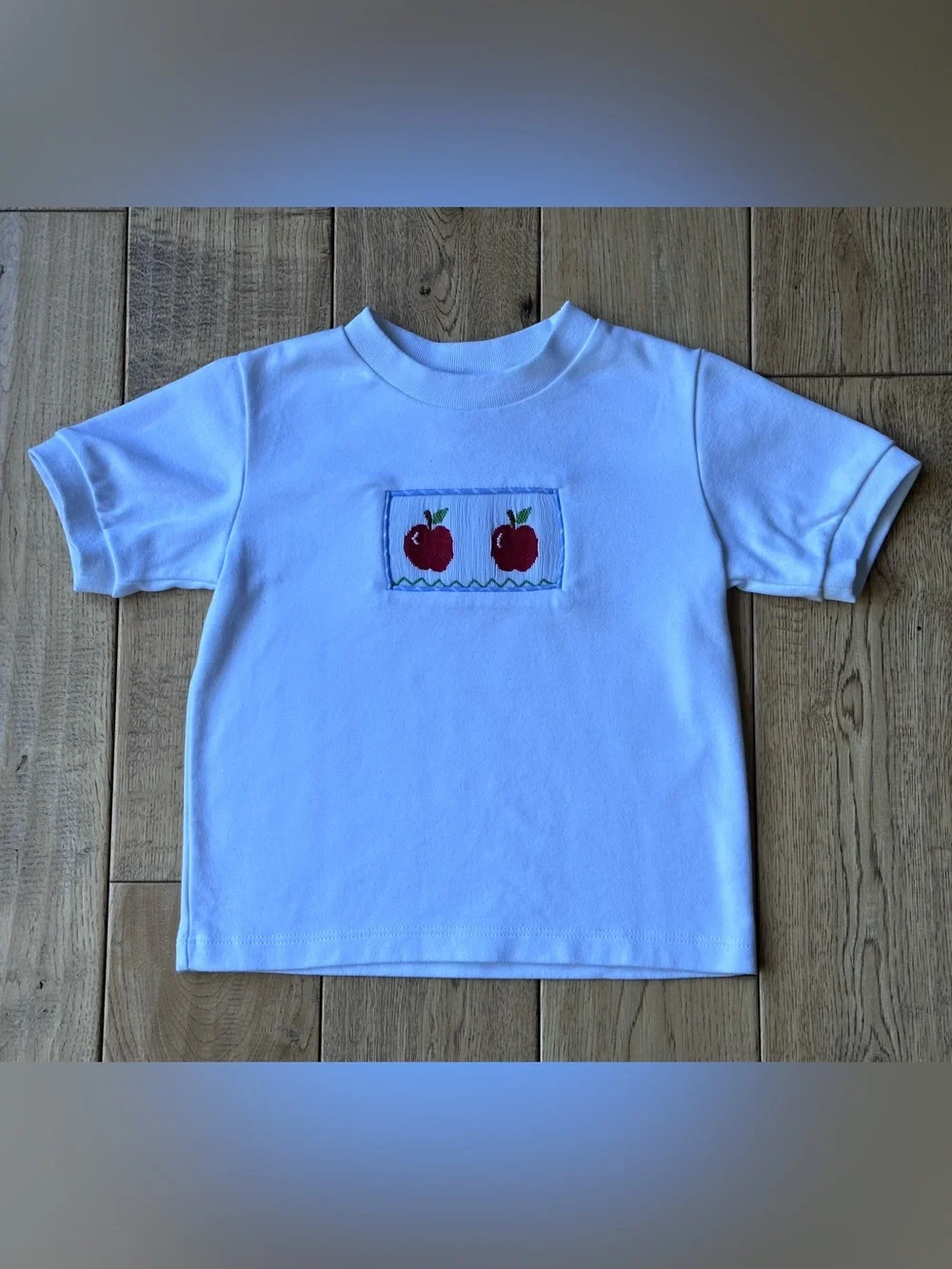 Southern Smocked Co. Smocked Apples Shirt and Blue Check Shorts Set size 2-3T - Picture 2 of 11